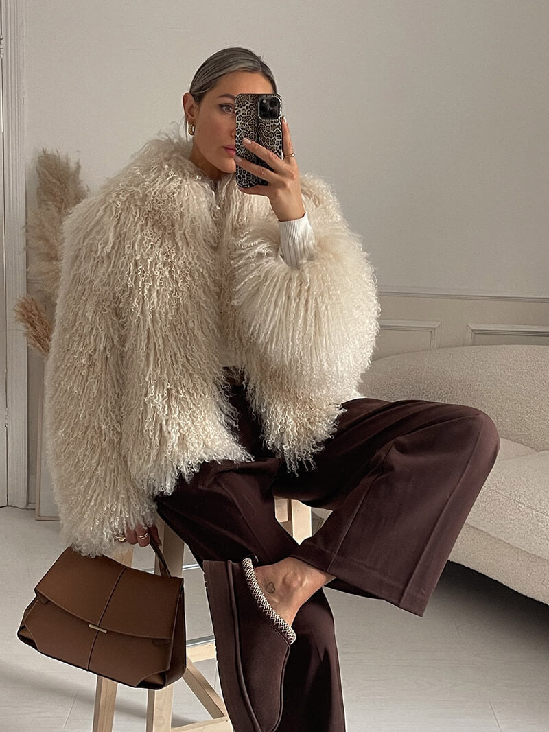 Oversized Faux Fur Coat – Plush Statement Coat in Brown or White
