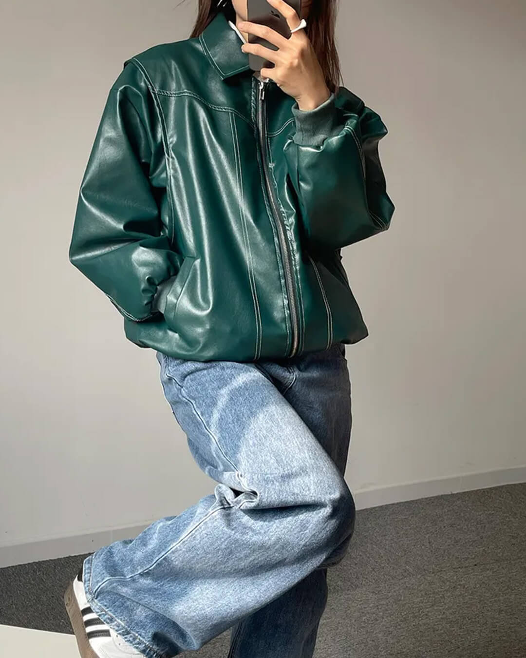 Green Zip-Up Bomber Jacket – Women's Everyday Jacket