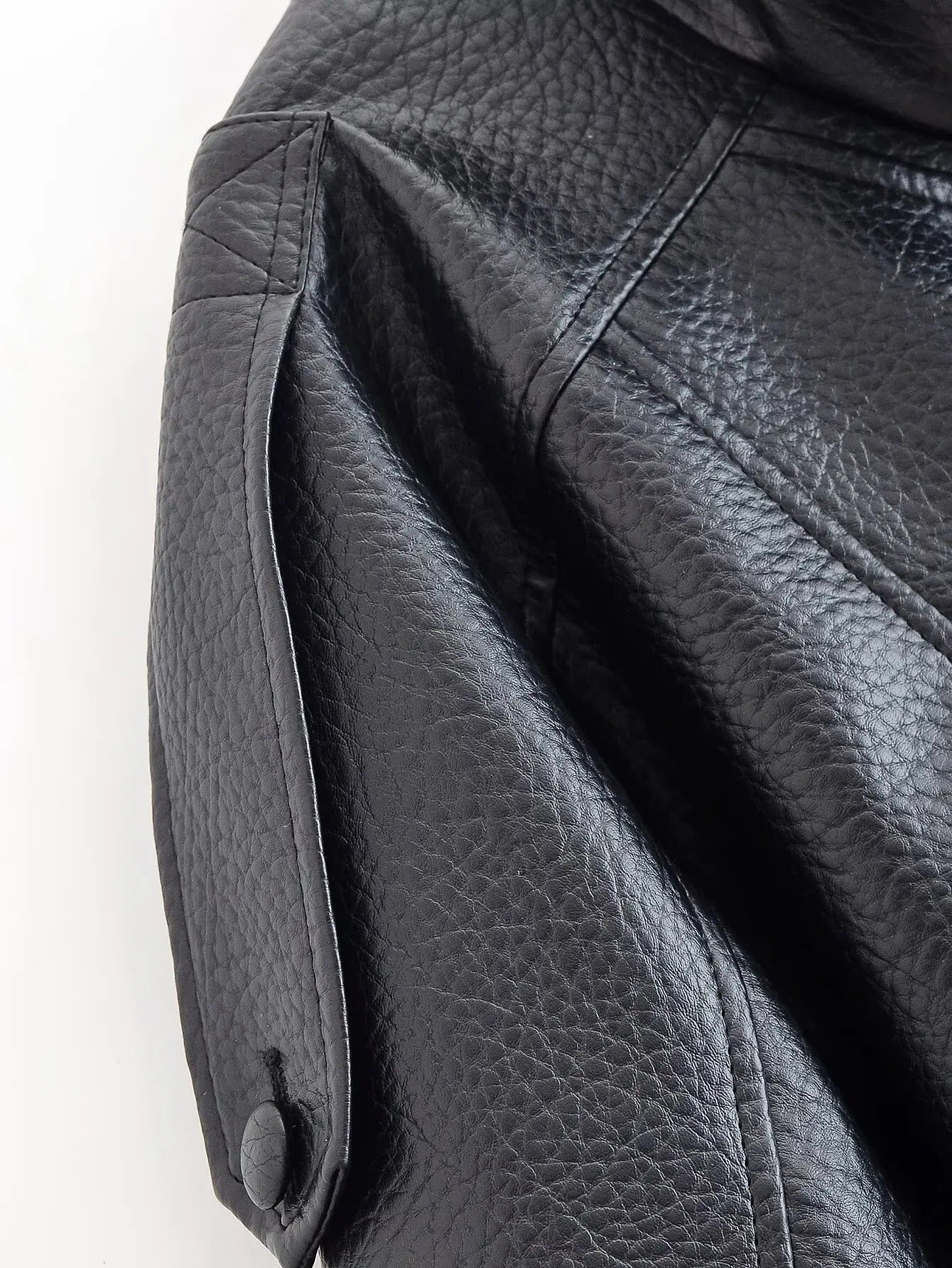 Women's Asymmetric Zip Leather Look Jacket – Modern Biker Jacket