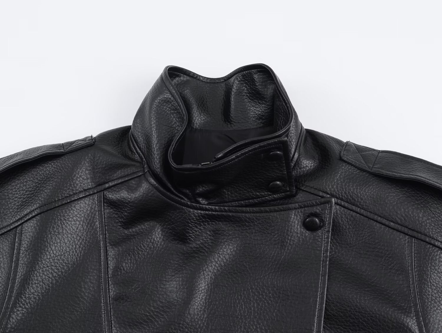 Women's Asymmetric Zip Leather Look Jacket – Modern Biker Jacket