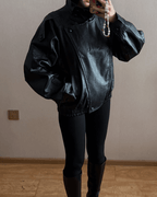 Women's Asymmetric Zip Leather Look Jacket – Modern Biker Jacket