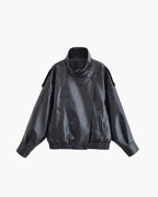 Women's Asymmetric Zip Leather Look Jacket – Modern Biker Jacket
