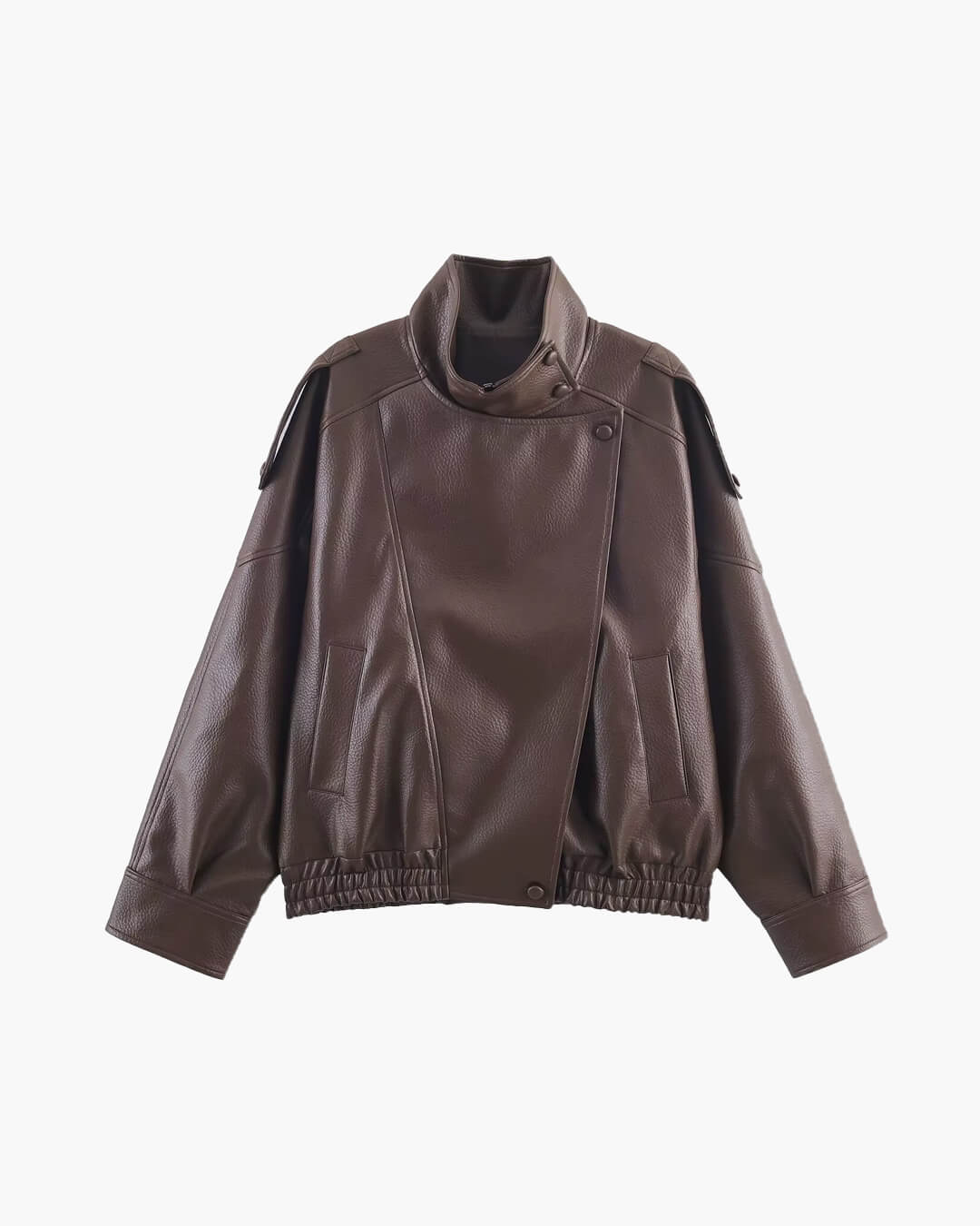 Women's Asymmetric Zip Leather Look Jacket – Modern Biker Jacket
