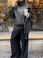 Women's Asymmetric Zip Leather Look Jacket – Modern Biker Jacket