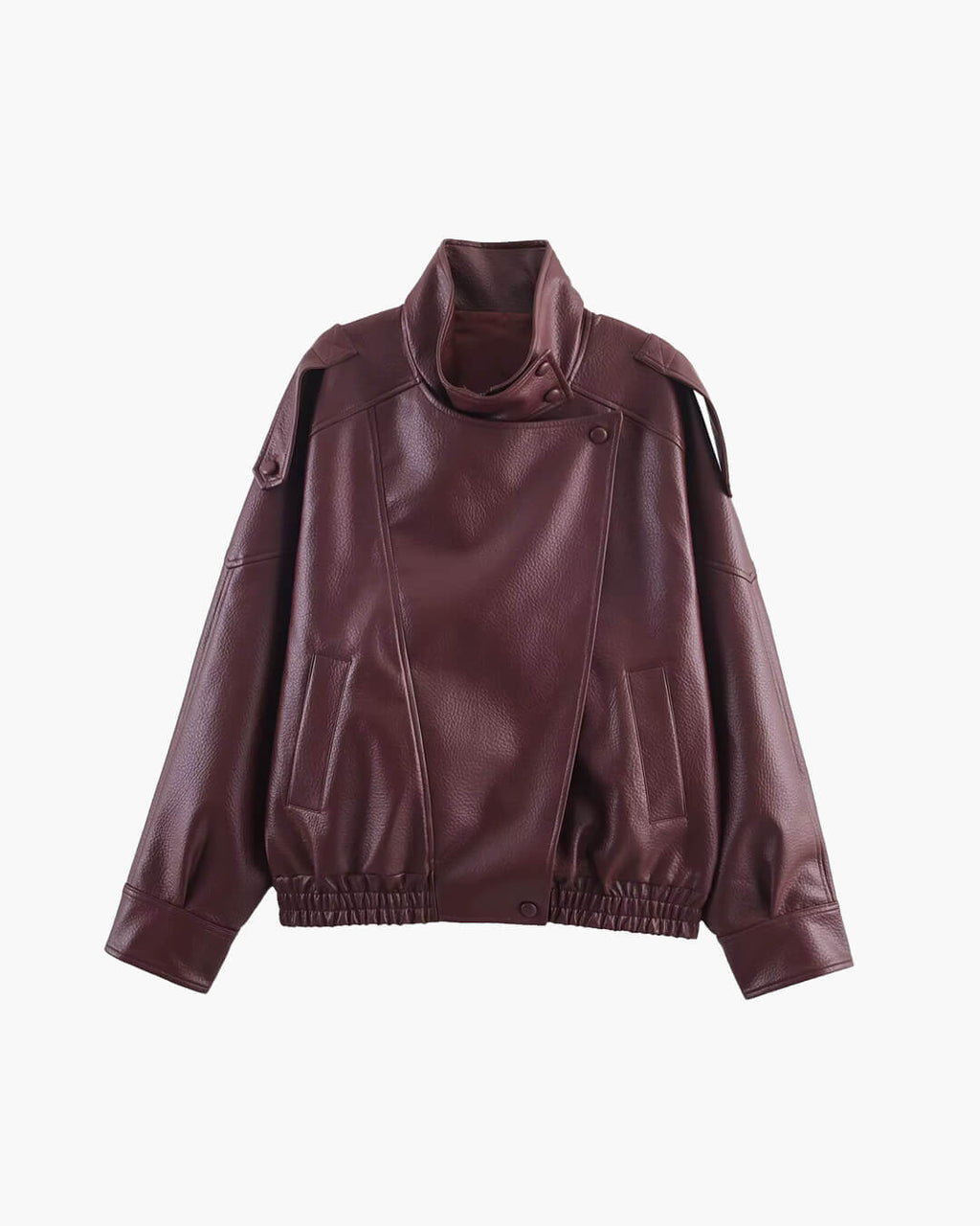 Women's Asymmetric Zip Leather Look Jacket – Modern Biker Jacket