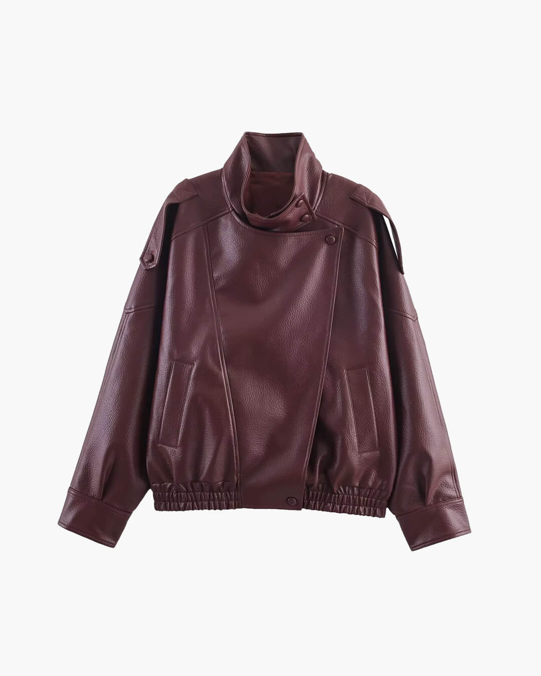 Women's Asymmetric Zip Leather Look Jacket – Modern Biker Jacket