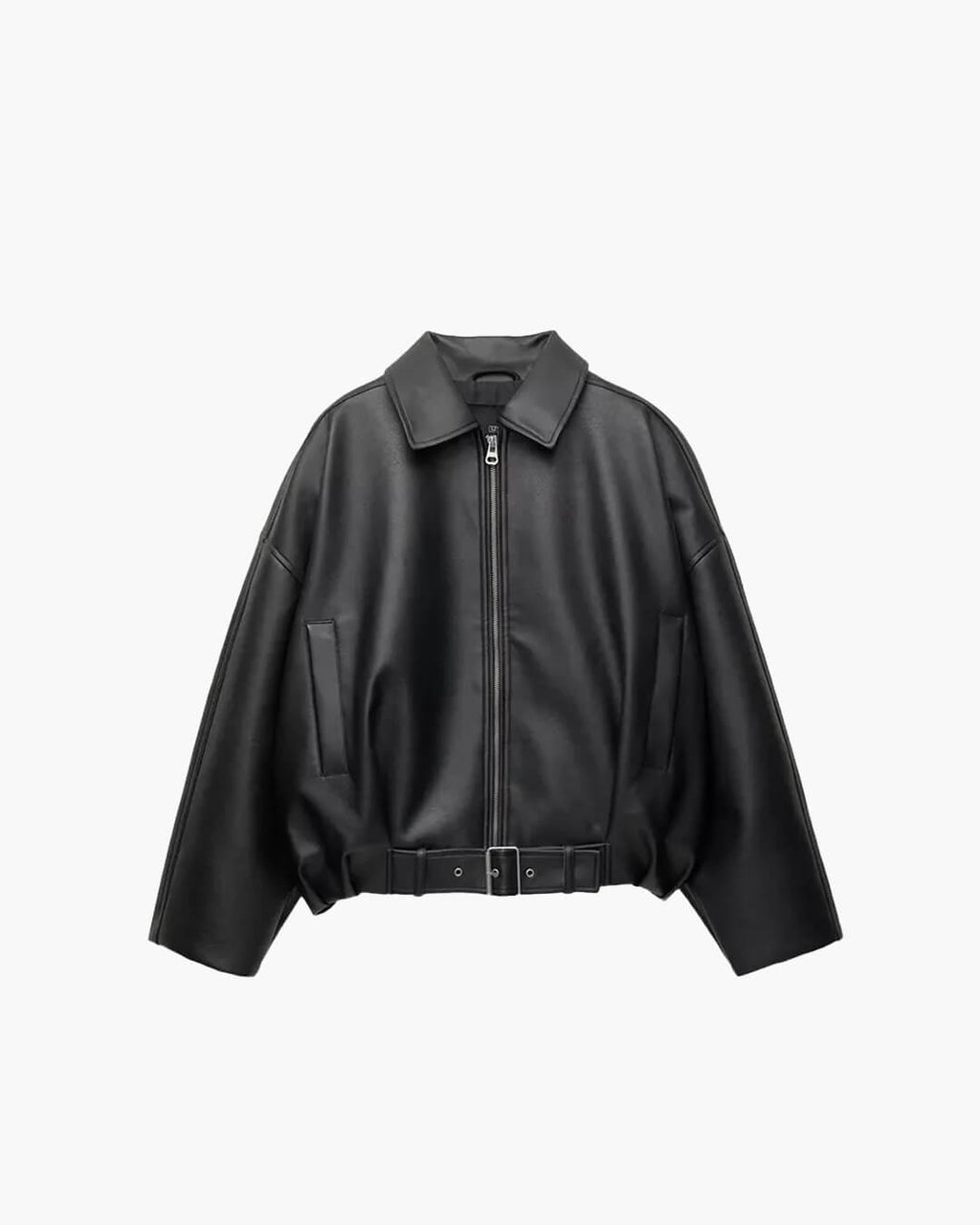 Oversized Vegan Leather Biker Jacket – Vintage Moto Jacket