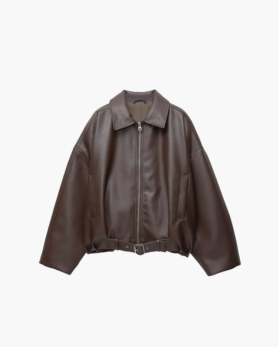Oversized Vegan Leather Biker Jacket – Vintage Moto Jacket
