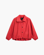 High Neck Bomber Jacket with Puff Sleeves – Tailored Statement Jacket