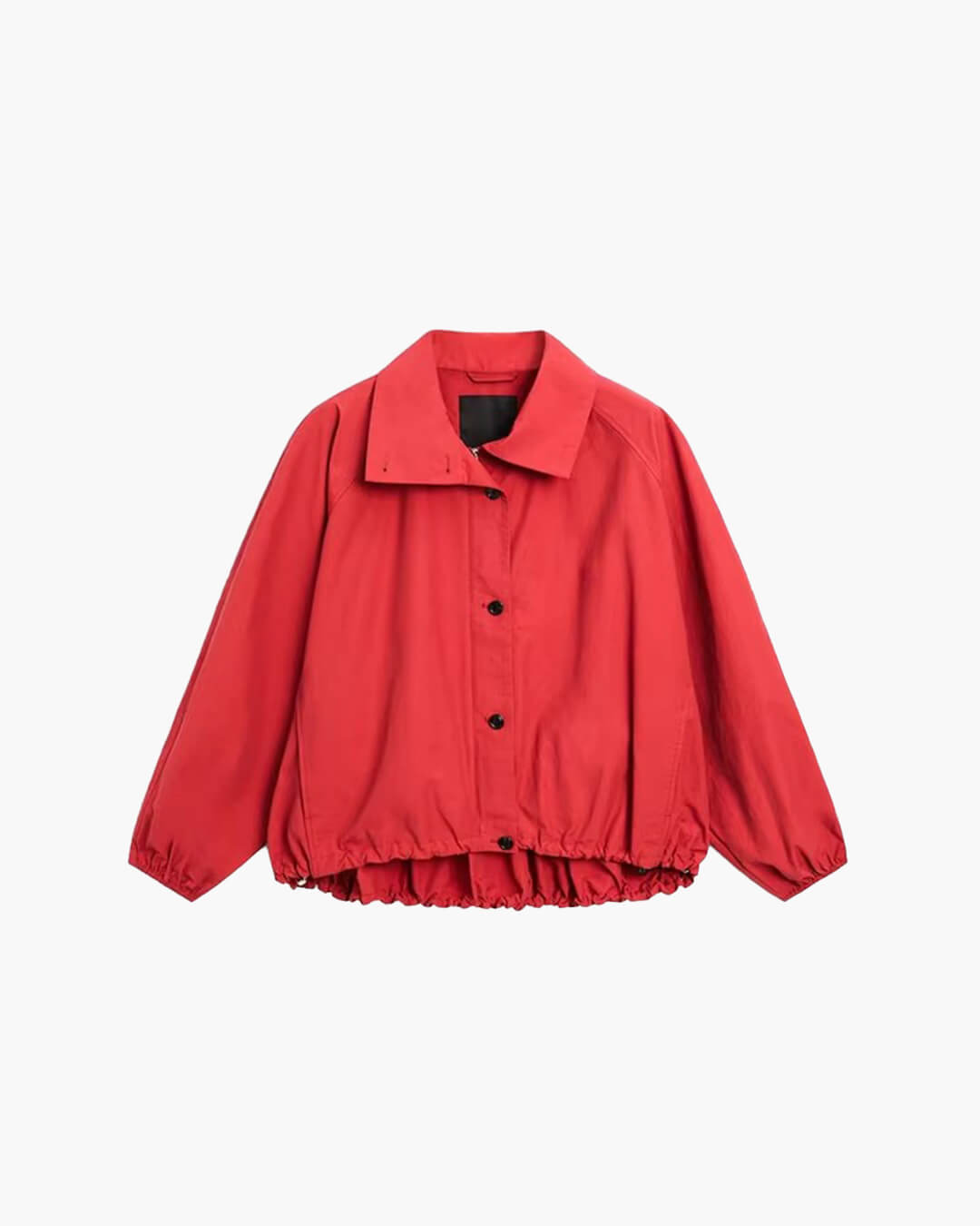 High Neck Bomber Jacket with Puff Sleeves – Tailored Statement Jacket
