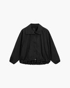 High Neck Bomber Jacket with Puff Sleeves – Tailored Statement Jacket