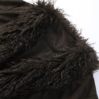Vintage Style Plush Faux Fur Coat – Open Front Lapel Coat