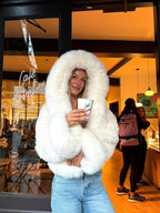 White Hooded Faux Fur Jacket – Fluffy Winter Coat