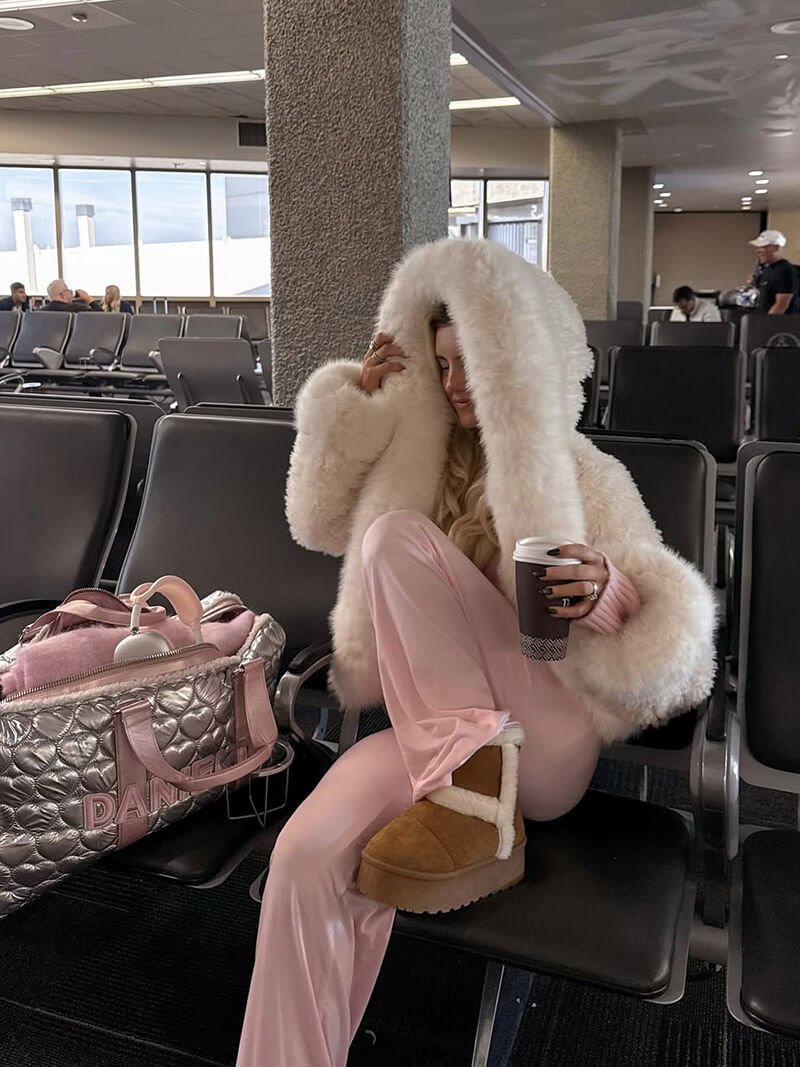 White Hooded Faux Fur Jacket – Fluffy Winter Coat