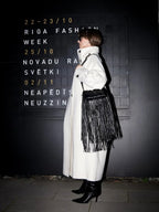 Off White Long Coat with Stand Collar – Single Breasted Tailored Coat