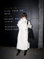 Off White Long Coat with Stand Collar – Single Breasted Tailored Coat