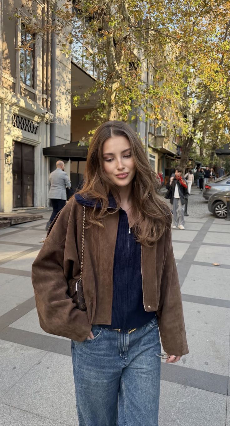 Suede Look Bomber Jacket – Relaxed Oversized Zip Jacket