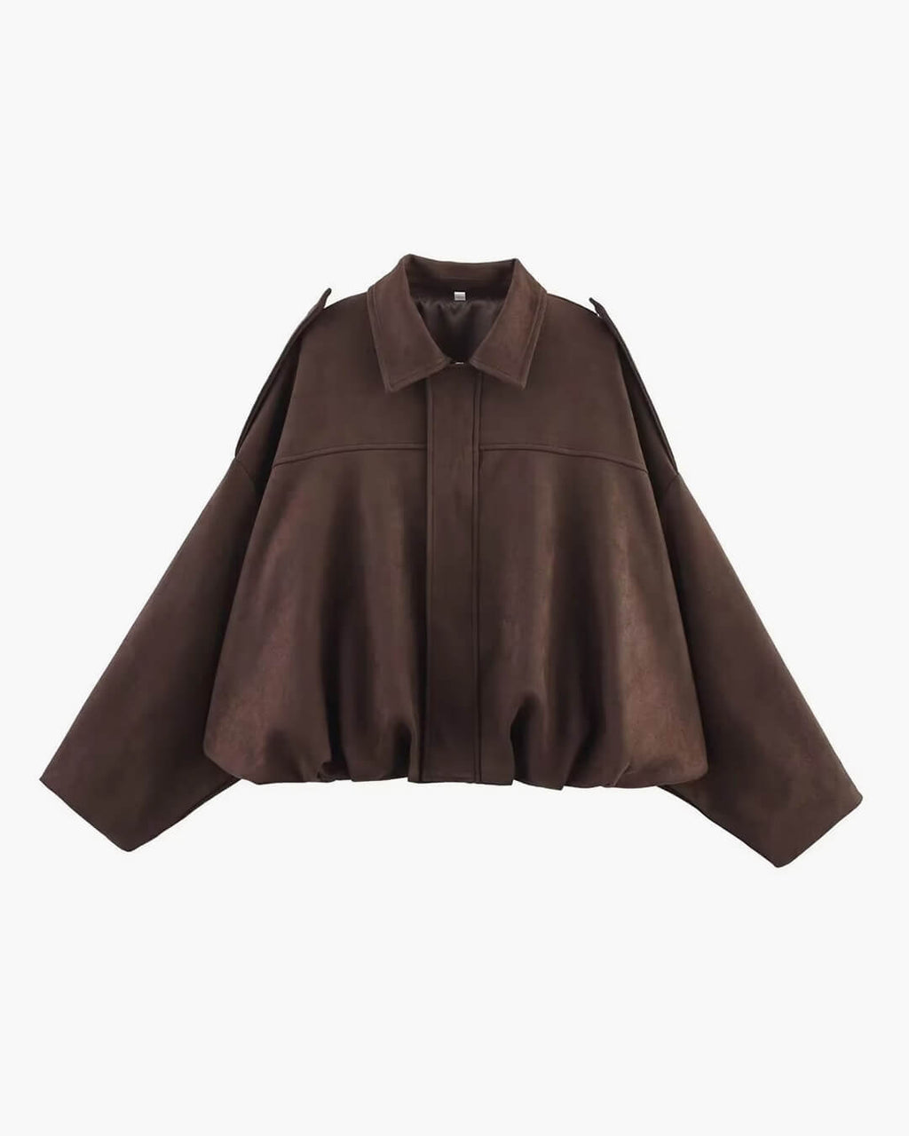 Suede Look Bomber Jacket – Relaxed Oversized Zip Jacket