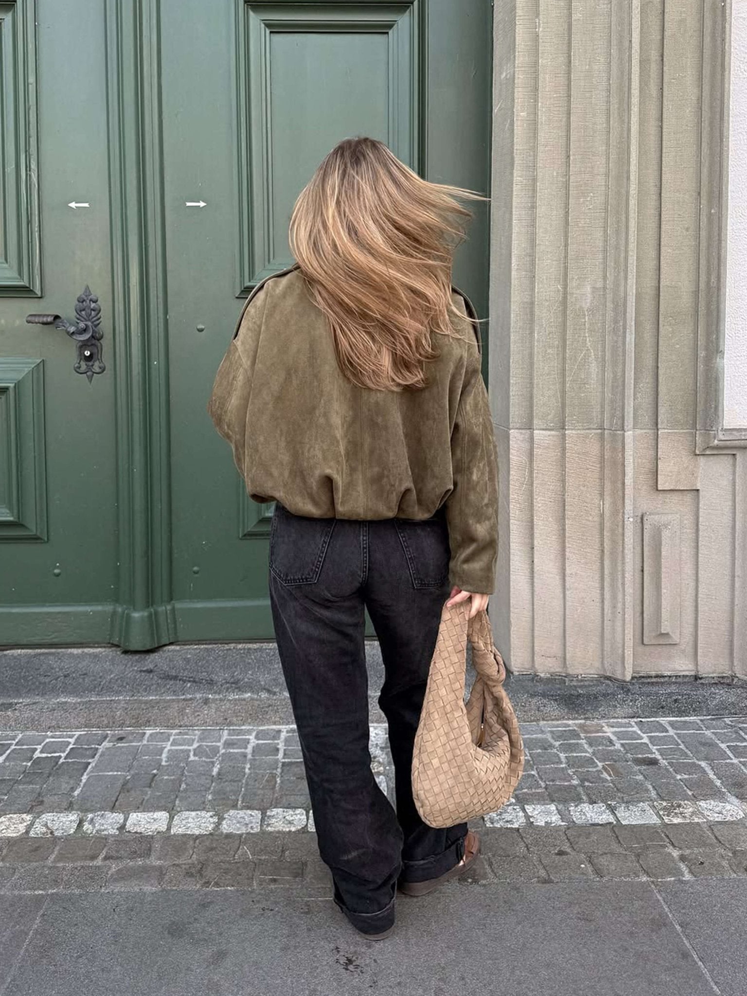 Suede Look Bomber Jacket – Relaxed Oversized Zip Jacket