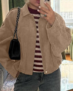 Suede Look Bomber Jacket – Relaxed Oversized Zip Jacket