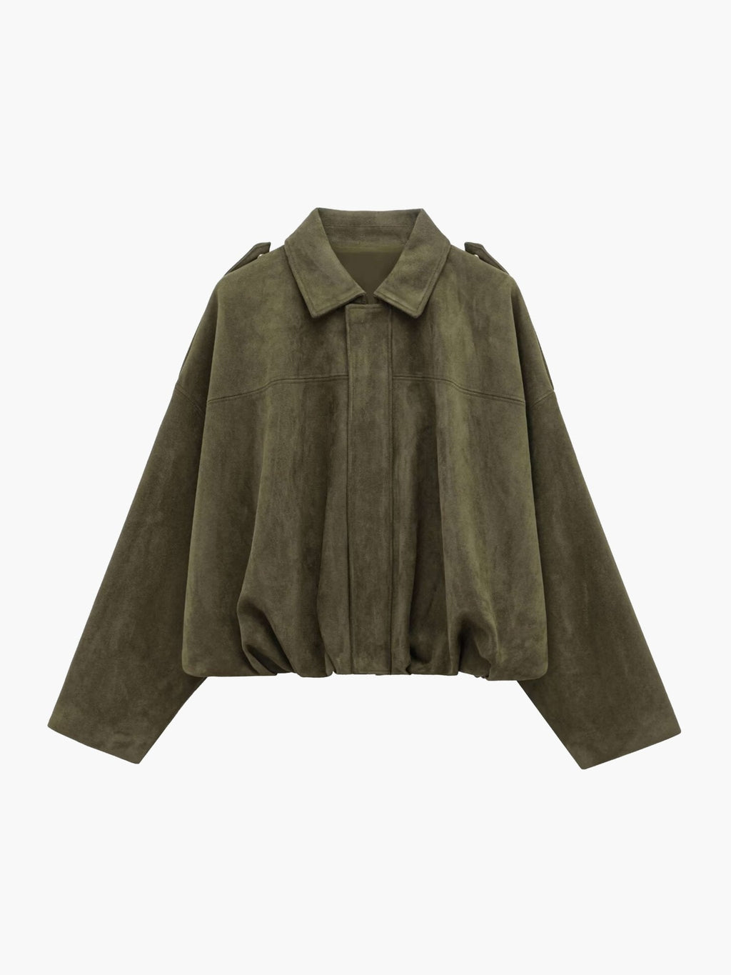 Suede Look Bomber Jacket – Relaxed Oversized Zip Jacket