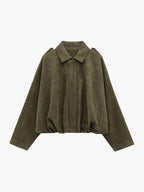 Suede Look Bomber Jacket – Relaxed Oversized Zip Jacket