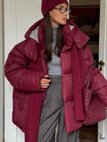 Oversized Puffer Jacket with Detachable Hood – High Neck Winter Coat