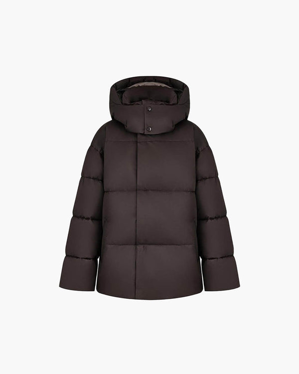 Oversized Puffer Jacket with Detachable Hood – High Neck Winter Coat