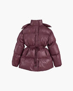 Drawstring Hooded Puffer Coat – Adjustable Waist Winter Coat