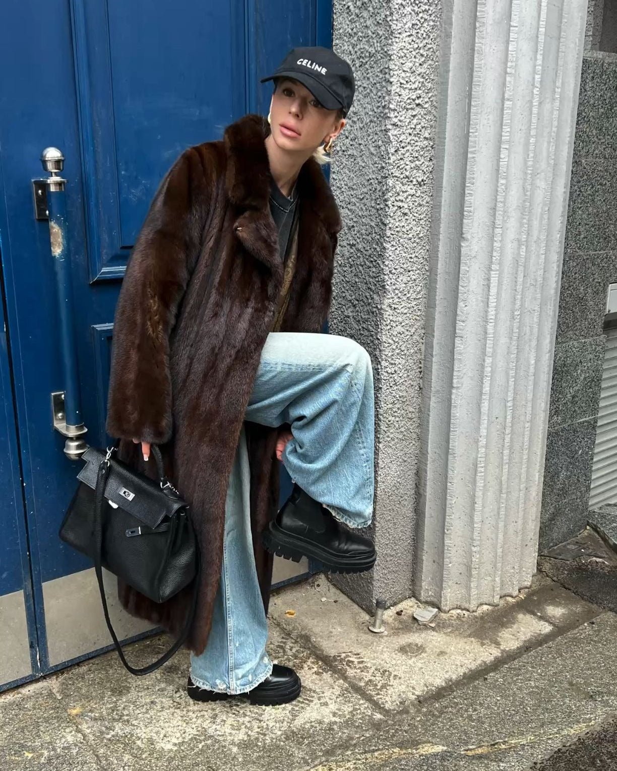 Floor Length Faux Fur Maxi Coat – Old Money Winter Statement Coat
