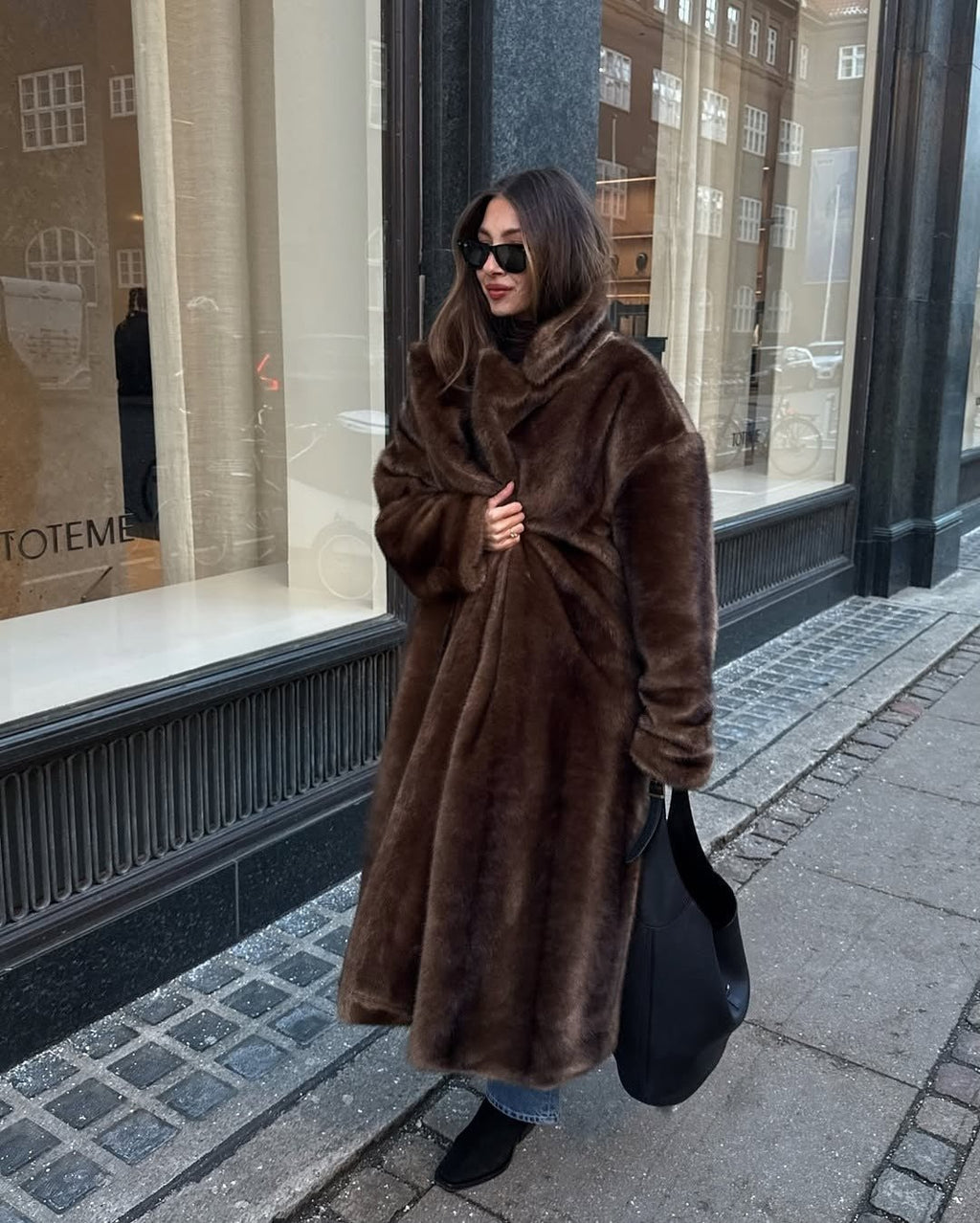 Floor Length Faux Fur Maxi Coat – Old Money Winter Statement Coat