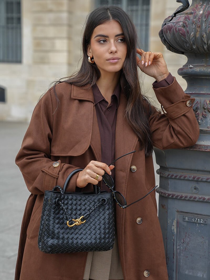Faux Suede Trench Coat with Belt – Oversized Wrap Coat