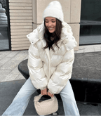 Hooded Puffer Jacket with Stand Collar – Thick Insulated Winter Coat