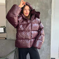 Hooded Puffer Jacket with Stand Collar – Thick Insulated Winter Coat