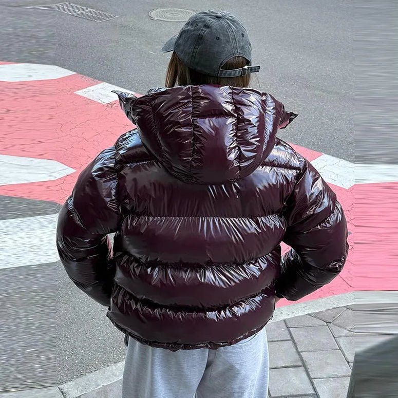Hooded Puffer Jacket with Stand Collar – Thick Insulated Winter Coat