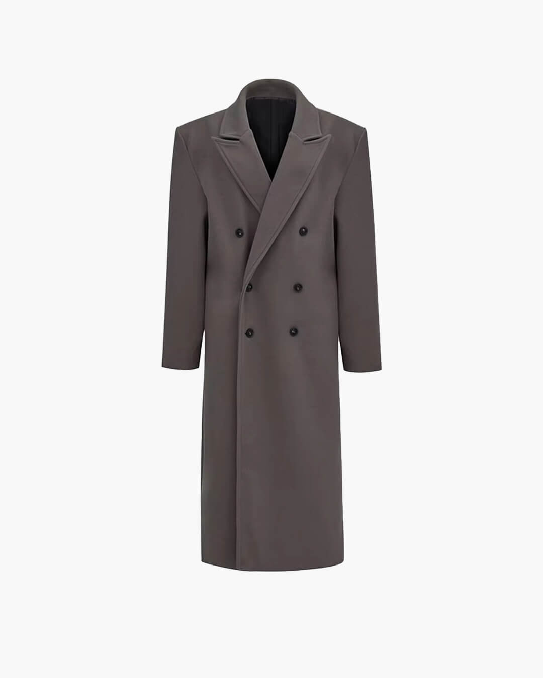 Oversized Faux Wool Long Coat – Brown Maxi Coat
