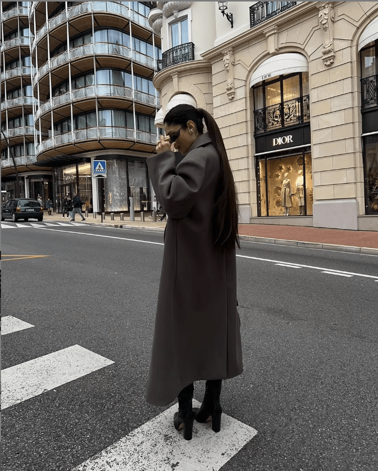 Oversized Faux Wool Long Coat – Brown Maxi Coat