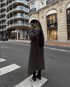 Oversized Faux Wool Long Coat – Brown Maxi Coat