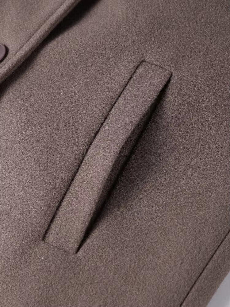 Oversized Faux Wool Long Coat – Brown Maxi Coat