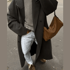 Oversized Faux Wool Long Coat – Brown Maxi Coat