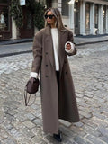 Oversized Faux Wool Long Coat – Brown Maxi Coat