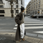 Oversized Faux Wool Long Coat – Brown Maxi Coat