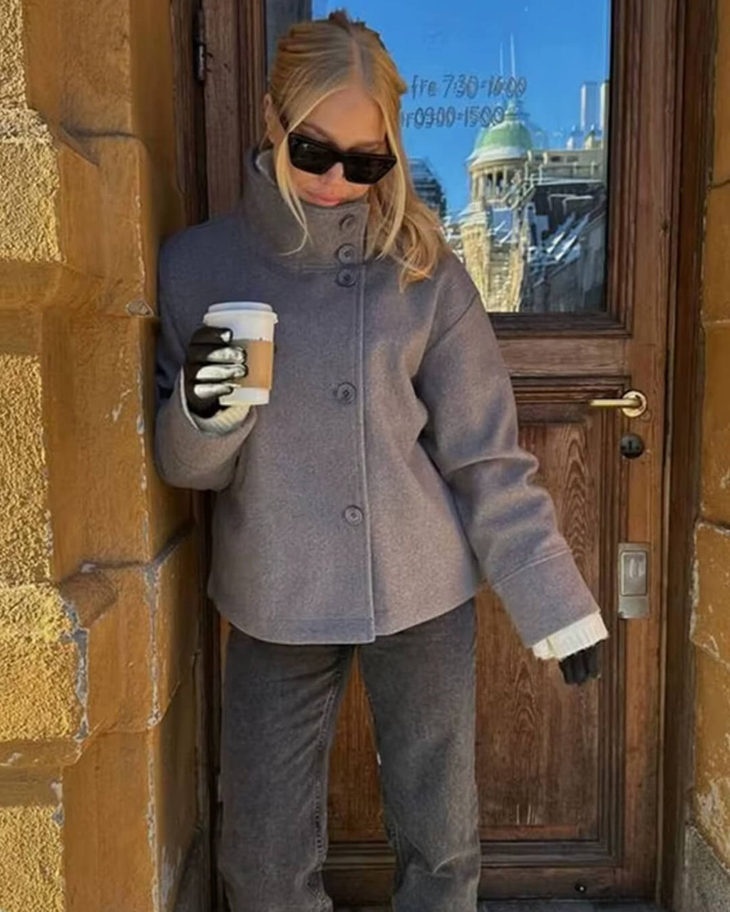 Women's Elegant Jacket with Stand Collar – Structured Short Coat