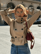 Cropped Trench Coat – Short Belted Trench Jacket