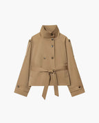 Cropped Trench Coat – Short Belted Trench Jacket