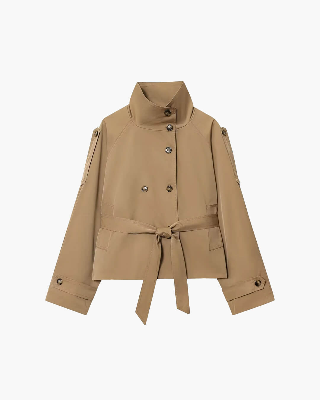 Cropped Trench Coat – Short Belted Trench Jacket