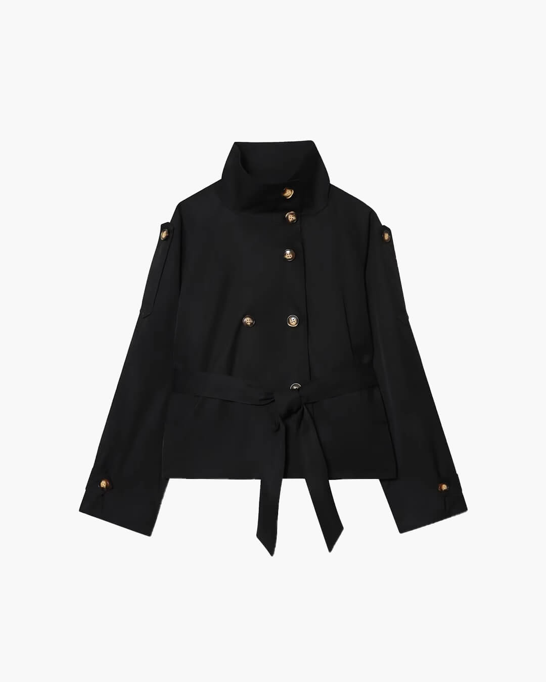 Cropped Trench Coat – Short Belted Trench Jacket
