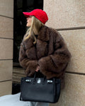 Gradient Faux Fur Coat – Relaxed Plush Winter Coat