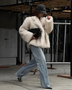 Gradient Faux Fur Coat – Relaxed Plush Winter Coat