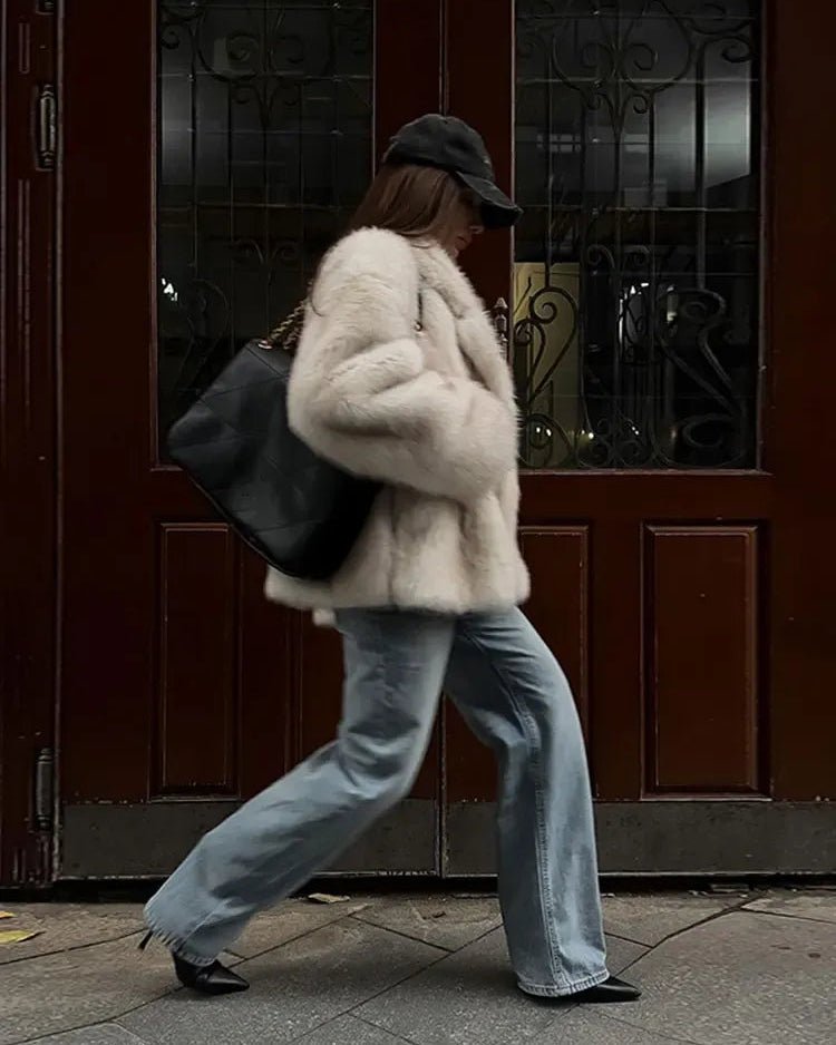 Gradient Faux Fur Coat – Relaxed Plush Winter Coat